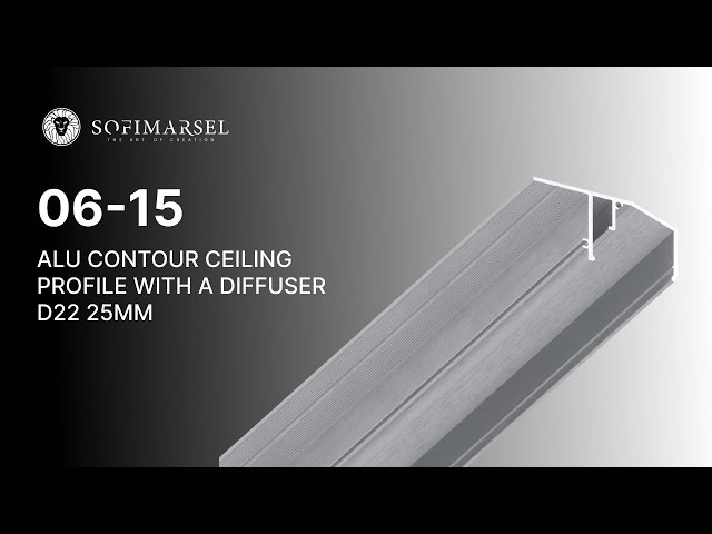 002 06-15 ALU CONTOUR CEILING PROFILE WITH A DIFFUSER D22 25MM 06-15 DEEP CONTOUR PROFILE WITH 25MM DIFFUSER (CEILING MOUNTED)