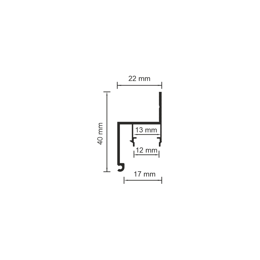 06-18 PRO PROFILE FOR COVE PERIMETER LIGHTING WITH 12MM DIFFUSER (WALL MOUNTED)