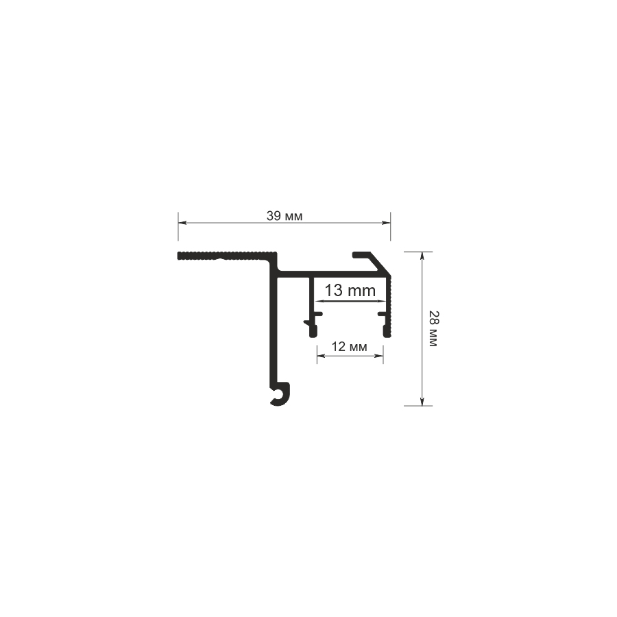 06-22 PROFILE FOR COVE PERIMETER LIGHTING WITH 12 MM DIFFUSER (CEILING MOUNTED)