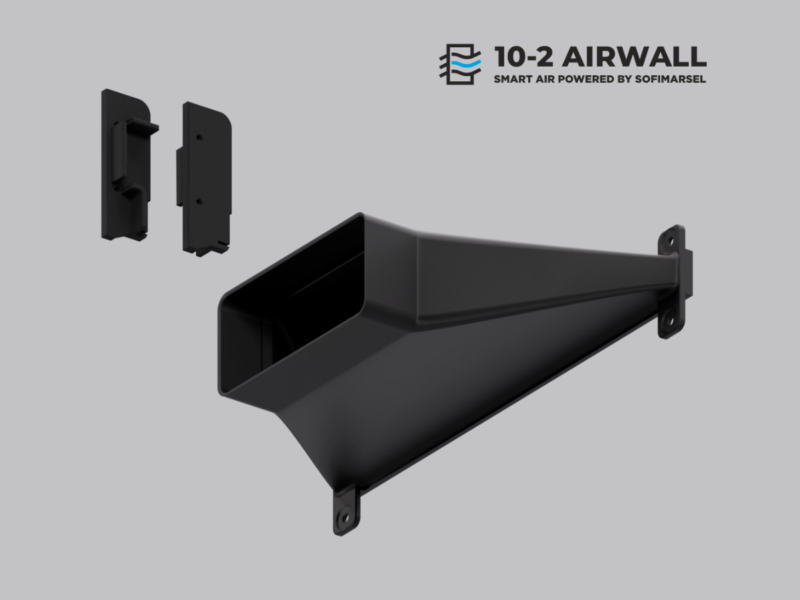 FLANGE OF VENTILATION CHANNEL + 2 FRONT-END CAP FOR 10-2 AIRWALL