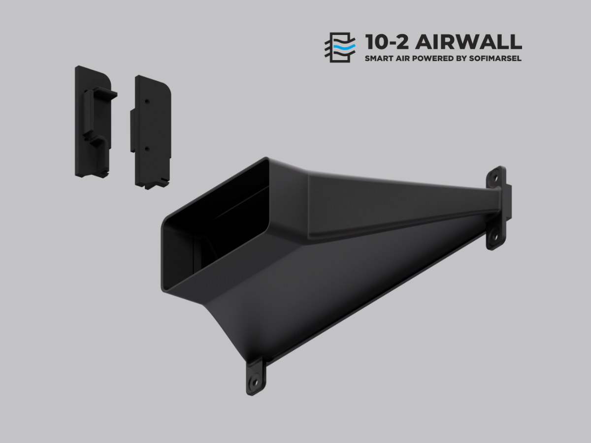 FLANGE OF VENTILATION CHANNEL + 2 FRONT-END CAP FOR 10-2 AIRWALL